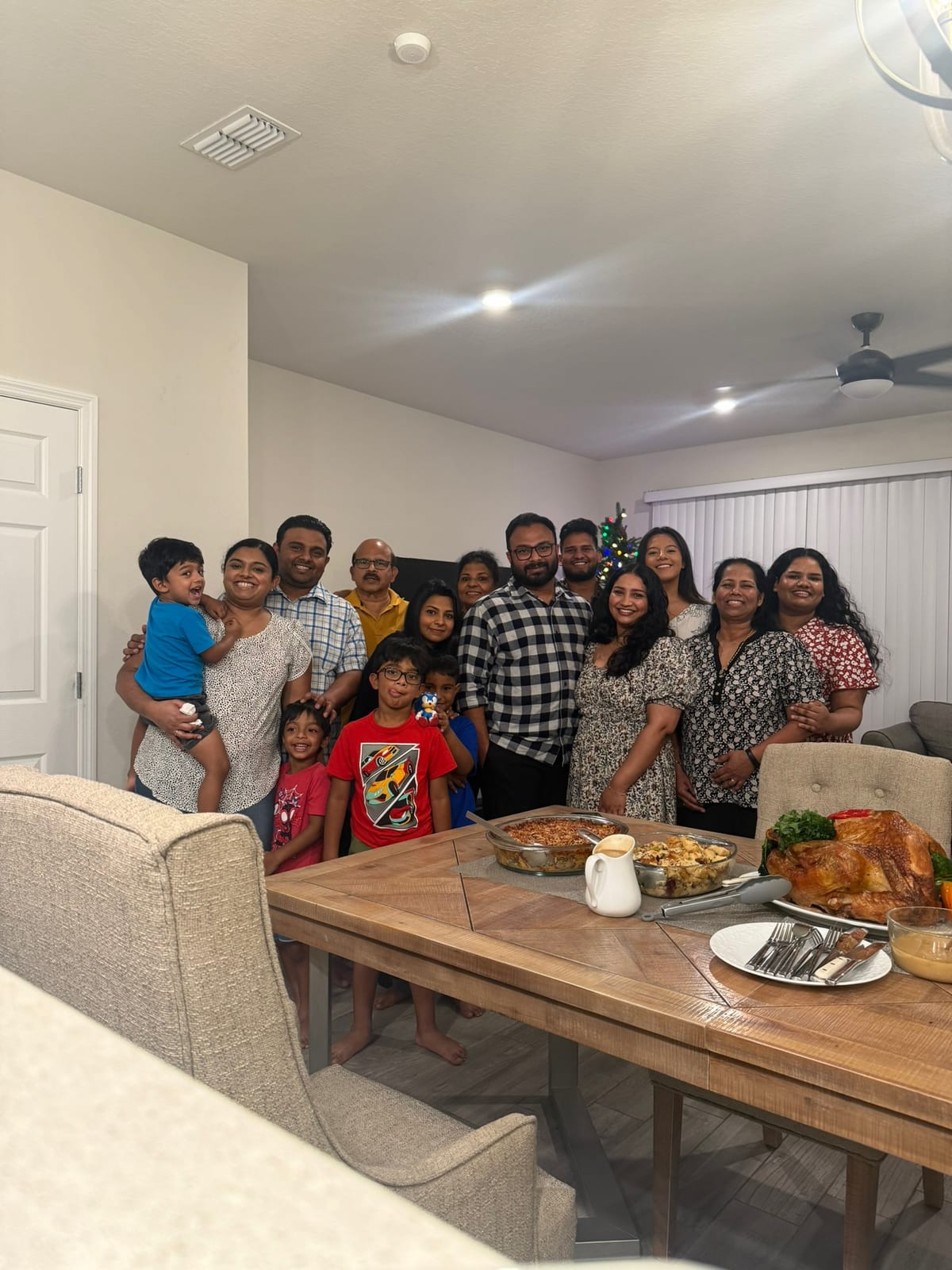 Cheriya oru orapire! Both families met and got to celebrate thanksgiving together.